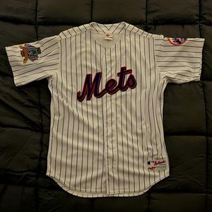 New York Mets Authentic White Pinstripes Home Jersey Size 44